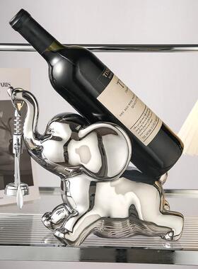 轻高档象酒托 托红酒架摆电镀银大件家奢客厅新酒柜餐柜装饰品乔