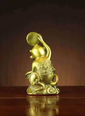 铜猴子摆件 金猴送福 家居店铺吉祥物摆件 铜如意猴 福猴 福字猴