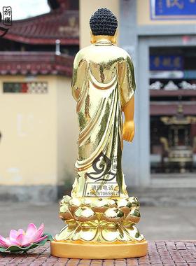 高档镀金阿弥陀佛佛像件站像如来佛摆无量佛玻璃树脂佛像12/1/6钢