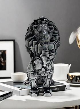 现代简约狮子摆件家居软装客厅桌面动物装饰品轻奢装饰工艺品