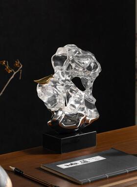 新中式现代简约太湖石摆件客厅卧室样板房桌面书房茶室中古装饰品