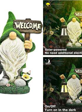 跨境户外太阳能庭院灯摆件矮人树脂工艺品侏儒雕像花园装饰品摆件