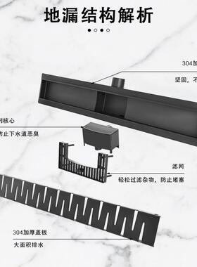 欧系侧排波兰格304不锈钢地漏卫生间浴室大排量长条防臭地漏