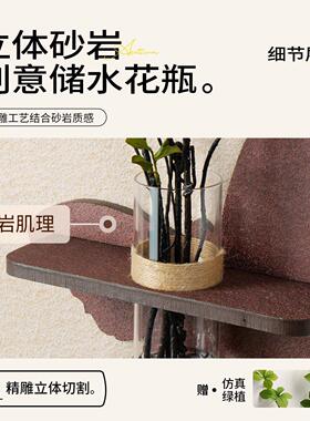 石来运转玄关装饰画寓意好的水培绿植走廊挂画入户正对门LED灯画