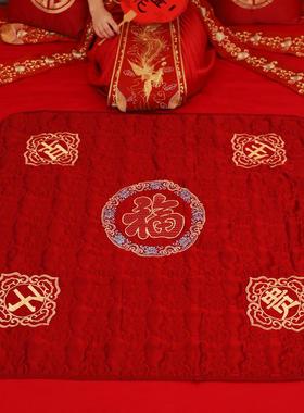 结婚礼喜被子坐福福垫女方陪嫁用品新娘压床喜垫婚房布置百福之新