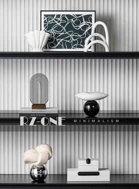 高档格调家居电视背景墙隔断书柜开放格摆件小众设计极简软装饰品