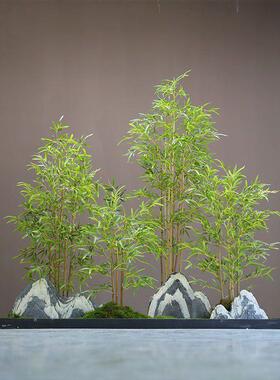 中式仿真竹子景观造景室内植物景观玄关办公室盆栽摆件布置装饰