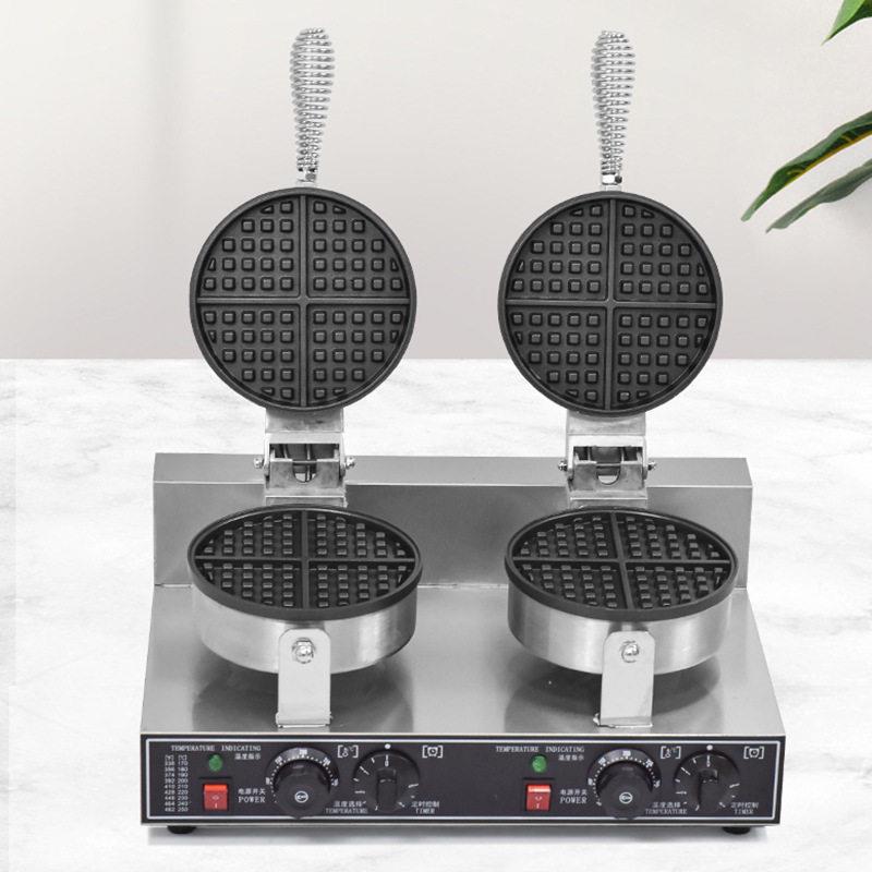Double-head waffle oven, commercial waffle maker, heart-shaped electric heating pancake machine, commercial waffle maker, electromechanical pancake stall manufacturer