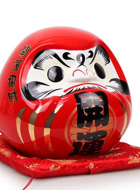 乐喵福缘达摩蛋招财强运招福陶瓷工艺装饰品存钱寿司店摆件礼品