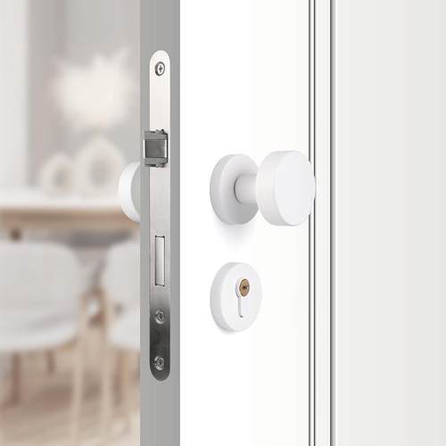 双面分体锁带钥匙门锁卧室内静音隐形锁具门把手斜舌木门整套家用 - 图2