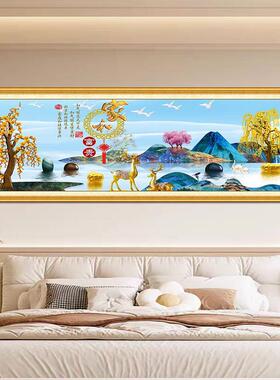 背靠金山床头画自粘装饰客厅沙发背景墙西主卧贴挂壁风景山大白墙