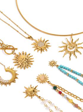 18K Gold Plated Stainless Pendant Necklace Fashion Jewelry