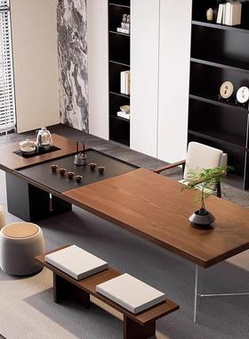 2025新款高端实木茶桌椅组合家用客厅岛台茶台一体简约轻奢高级感