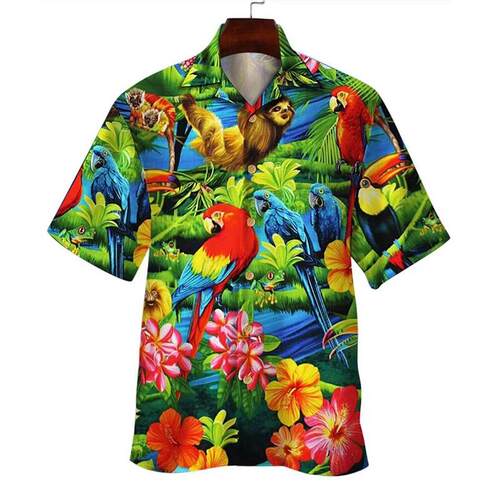 Men's printed short sleeved beach shirts in large - 图3