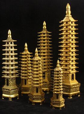 纯黄铜13层文昌塔装饰品9层13层办公书桌书房装饰黄铜塔