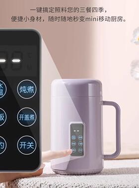 110V可携式电炖杯陶瓷釉内胆电热水杯电煮烧水杯小型煮粥养生杯台