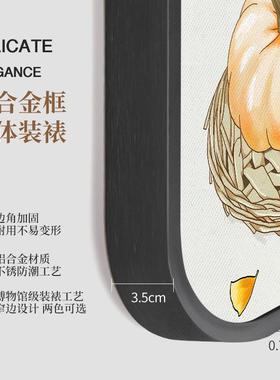 新中式餐厅装饰画幸福安康寓意好饭厅墙面挂画民俗水果蔬菜圆角画