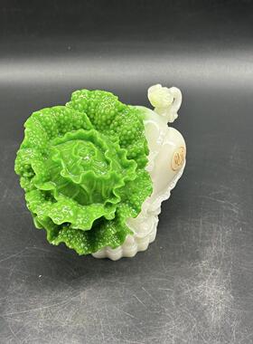 树脂夜光白菜茶具摆件茶盘装饰仿玉白菜百财摆件创意工艺品