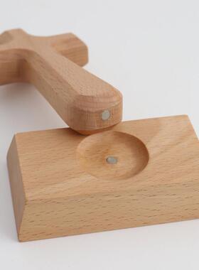 木制十字架装饰品实木简单的家庭桌面桌山毛榉木原木装饰木制工艺