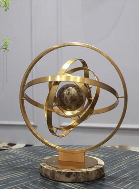 现代轻奢风金属古铜色地球天体摆件办公室样板间家居书房装饰摆件