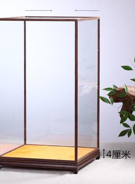 红木玻璃罩 古董摆件防尘罩 佛像奇石保护罩 鸡翅木玻璃展示盒