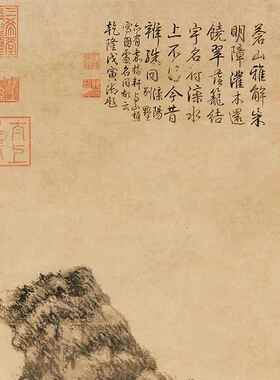 元王蒙夏日山居图纸本设色真迹高清微喷打印临摹画稿范本装饰画心