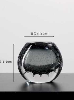 红透气泡摆件捷克奢玻璃餐桌高档明花瓶客厅玻璃插花创意花瓶网轻