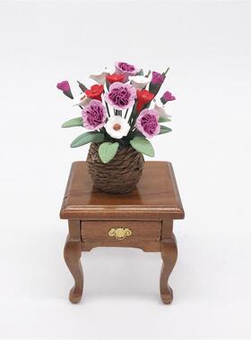 1:12迷你娃娃屋dollhouse花园客厅场景摆件微缩花卉白红紫三色花