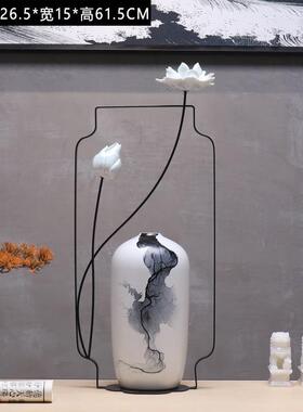 高档中陶花瓶摆新件客厅插花高端酒店玄式关电视柜瓷高级感禅意装