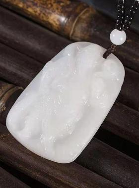 白玉白玉吊坠礼物玻璃观音吊坠