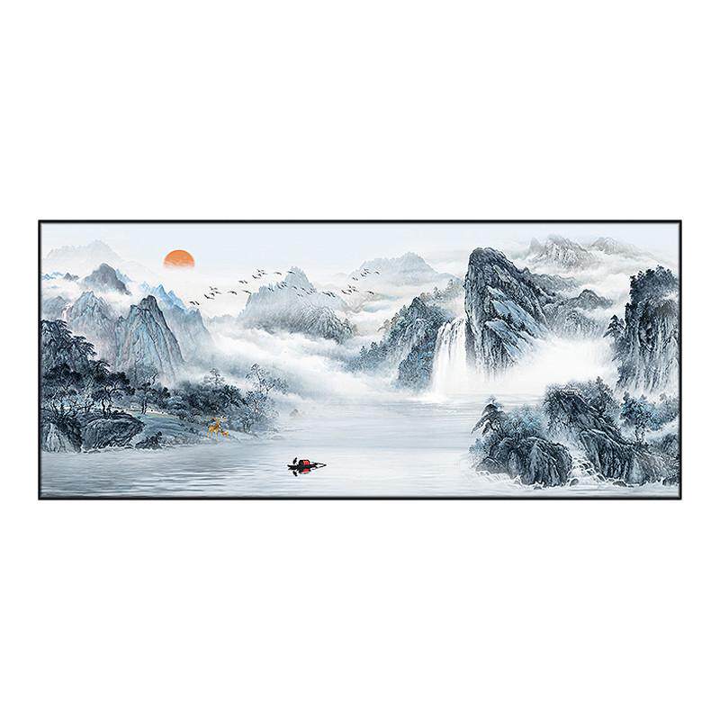 流水生财山水客厅挂画中式办公室背景墙壁字画中堂禅意风景意境画,淘宝优惠券,粉丝福利购,淘宝优惠卷