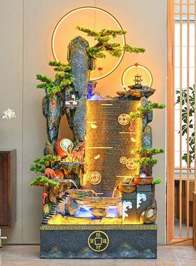 客厅摆件办公室大型招财循环水落地摆件送礼假山流水喷泉鱼池鱼缸