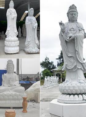 户外石雕观音像雕塑厂家大型广场寺庙大理石观音像佛像景区摆件