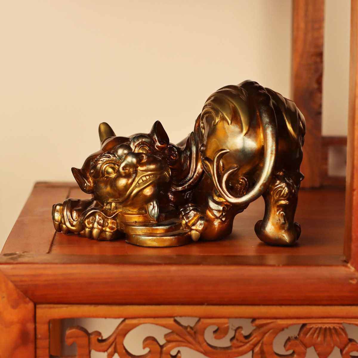 卧财貔貅摆件 书柜茶台中式纯铜装饰品摆设 乔迁开业送礼礼品贺礼,淘宝优惠券,粉丝福利购,淘宝优惠卷