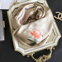 Pure hand embroidered mulberry silk scarves < Lonely And Outward Net > Warm Gift Embroidery Genuine Silk