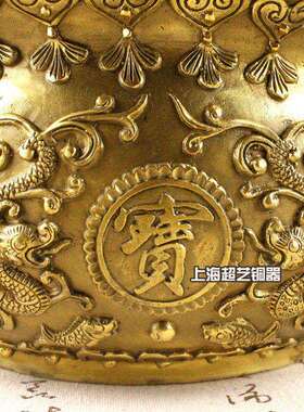 铜聚宝盆摆件特大号招宝家居装饰品金属工艺品