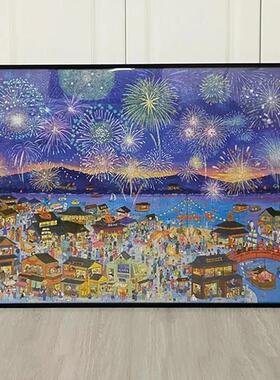 2000片96*68拼图框花火夜游猫的天空之城拼图专用框实木金属画框