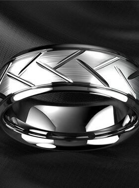 Fashion Men’s Silver Color Black Stainless Steel Ring