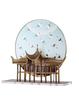 新中式百鹤图金属屏风摆件玄关售楼处酒店样板房软装饰品中式风格