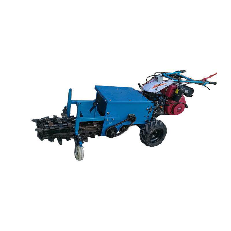 Breeding industry trenching and drainage small trenching machine multi-functional four-wheel chain rail micro-tiller hand-operated diesel trenching machine
