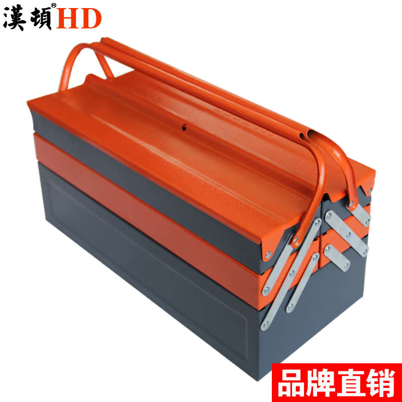 汉顿三层折叠不锈钢工具箱空箱铁皮收纳盒家用手提多功能收纳箱 - 图2