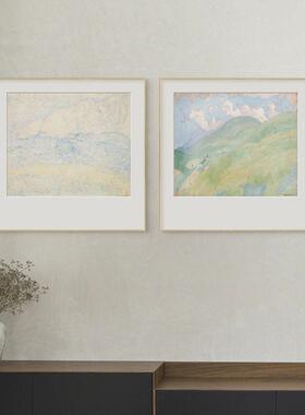 原木风挂画奶油风治愈系春暖花开风景正方形客餐厅卧室壁画装饰画