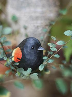 鹿妖商店 新款肥啾鸟套装 木雕小鸟 生日礼物 纯手工实木桌面摆件