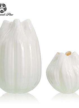 新款直销钻石星白色玻璃花瓶中式仿瓷水培复古插花器高级感摆件花