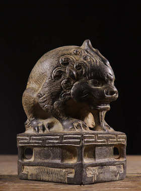 仿古石雕青石民俗怀旧高台莲花吸水神兽中式复古陈设文玩摆件摆设