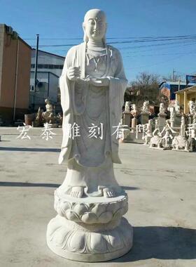 汉白玉三面佛石像地藏王菩萨像寺庙供奉摆件人物石雕雕刻