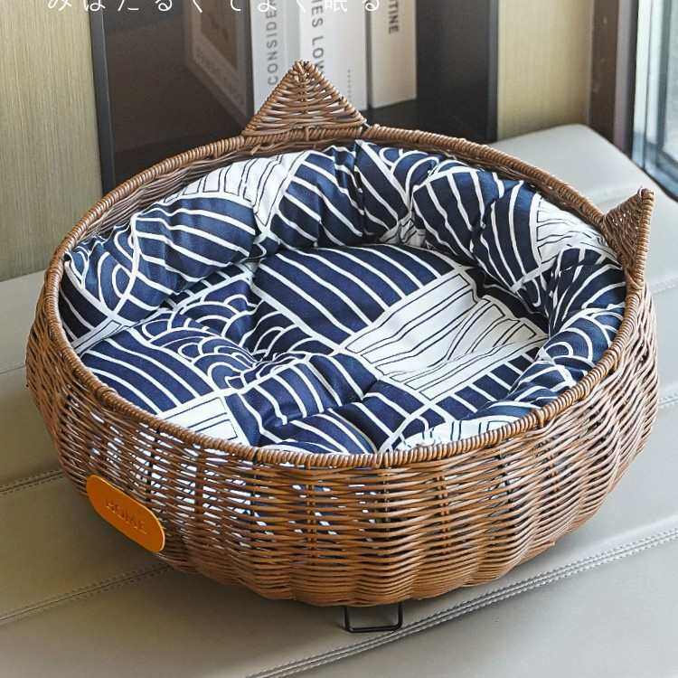 宠物猫咪防潮产房睡觉猫宠物狗猫狗窝窝床保暖仿猫四季猫通用藤窝,淘宝优惠券,粉丝福利购,淘宝优惠卷