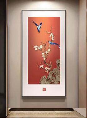 喜上眉梢玄关装饰画梅花正对门入户画艺术画挂画宋代美学花鸟壁画