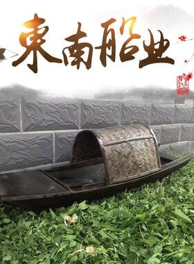 仿古乌篷船实木渔船水上餐饮景观装饰影视拍摄打卡道具可下水木船
