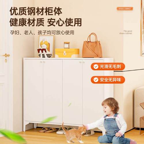 家用新款入户钢制鞋柜门口玄关靠墙入门门外楼道走廊防尘一体鞋架 - 图3